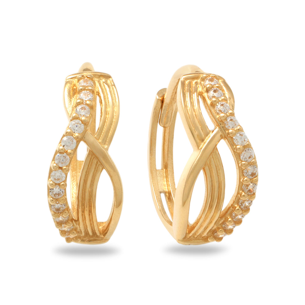 Real 10k Solid Yellow Gold Fancy Hoop Huggies Leaf Earrings
