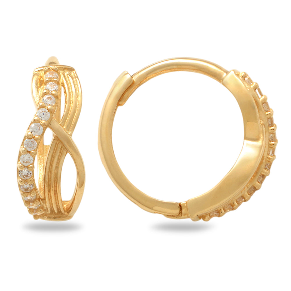 Real 10k Solid Yellow Gold Fancy Hoop Huggies Leaf Earrings