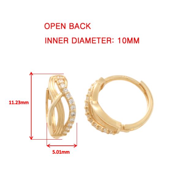 Real 10k Solid Yellow Gold Fancy Hoop Huggies Leaf Earrings