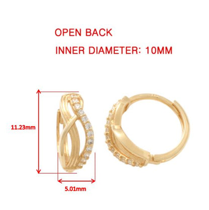 Real 10k Solid Yellow Gold Fancy Hoop Huggies Leaf Earrings