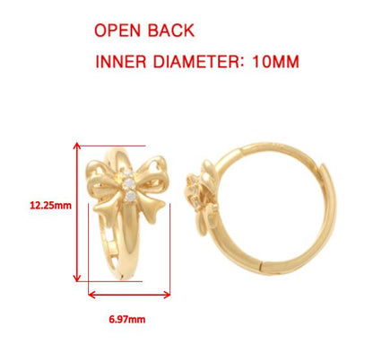 Real 10k Solid Yellow Gold Fancy Hoop Huggies Leaf Earrings