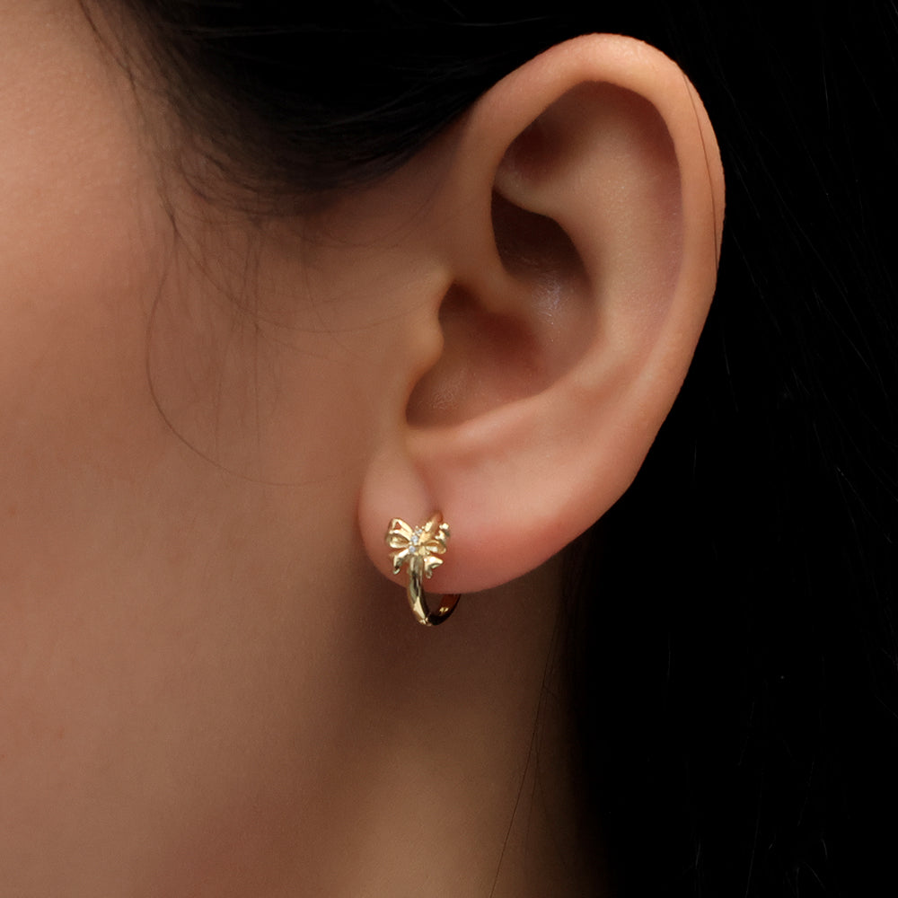 Real 10k Solid Yellow Gold Fancy Hoop Huggies Leaf Earrings