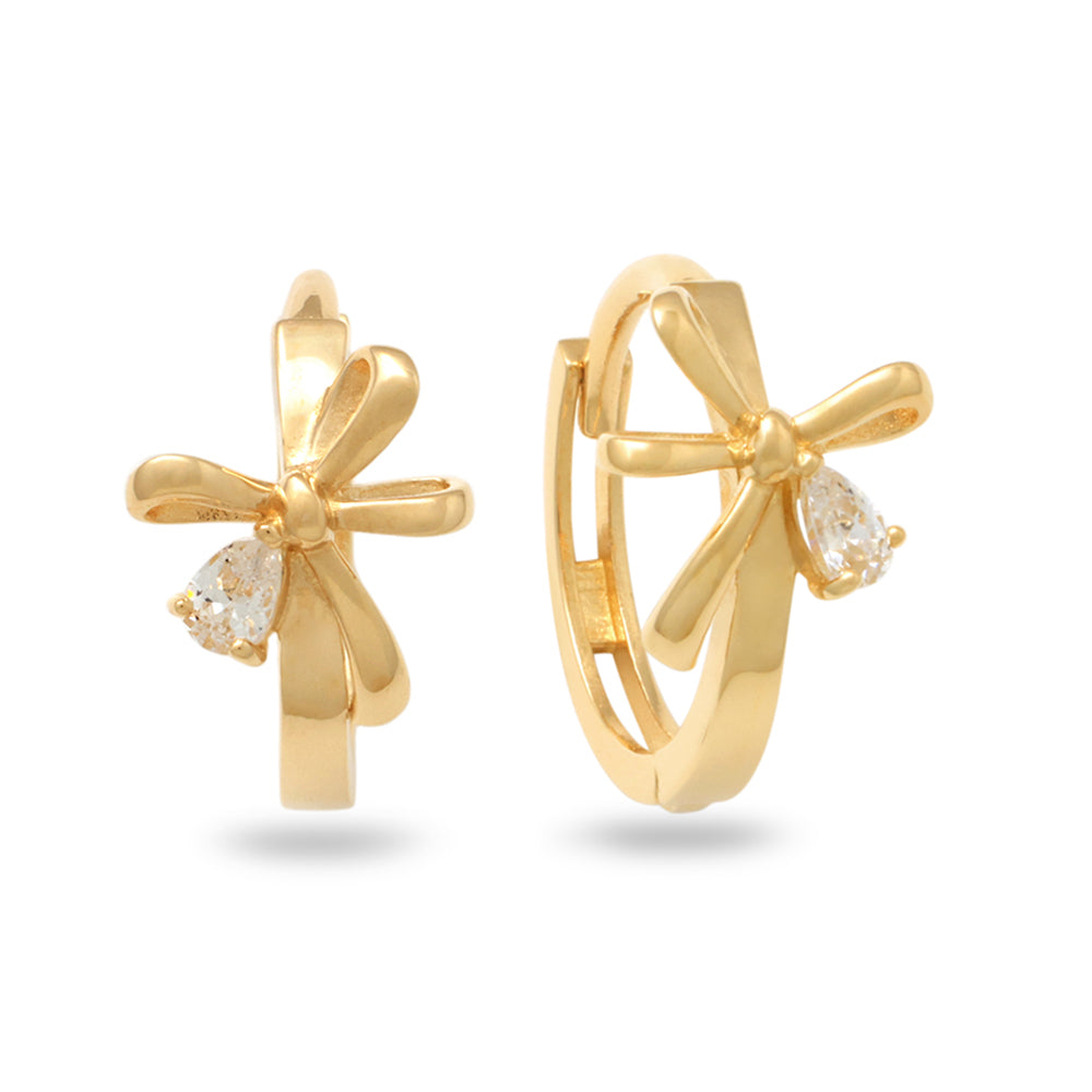 Real 10k Solid Yellow Gold Fancy Hoop Huggies Leaf Earrings
