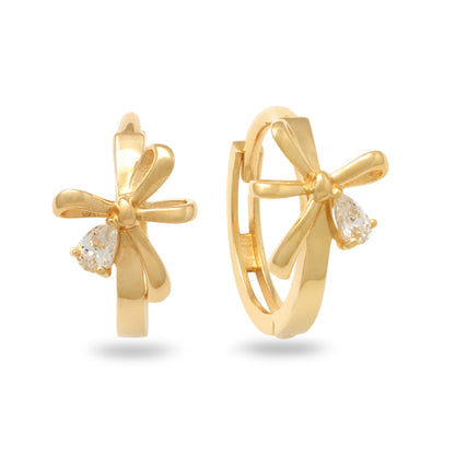 Real 10k Solid Yellow Gold Fancy Hoop Huggies Leaf Earrings