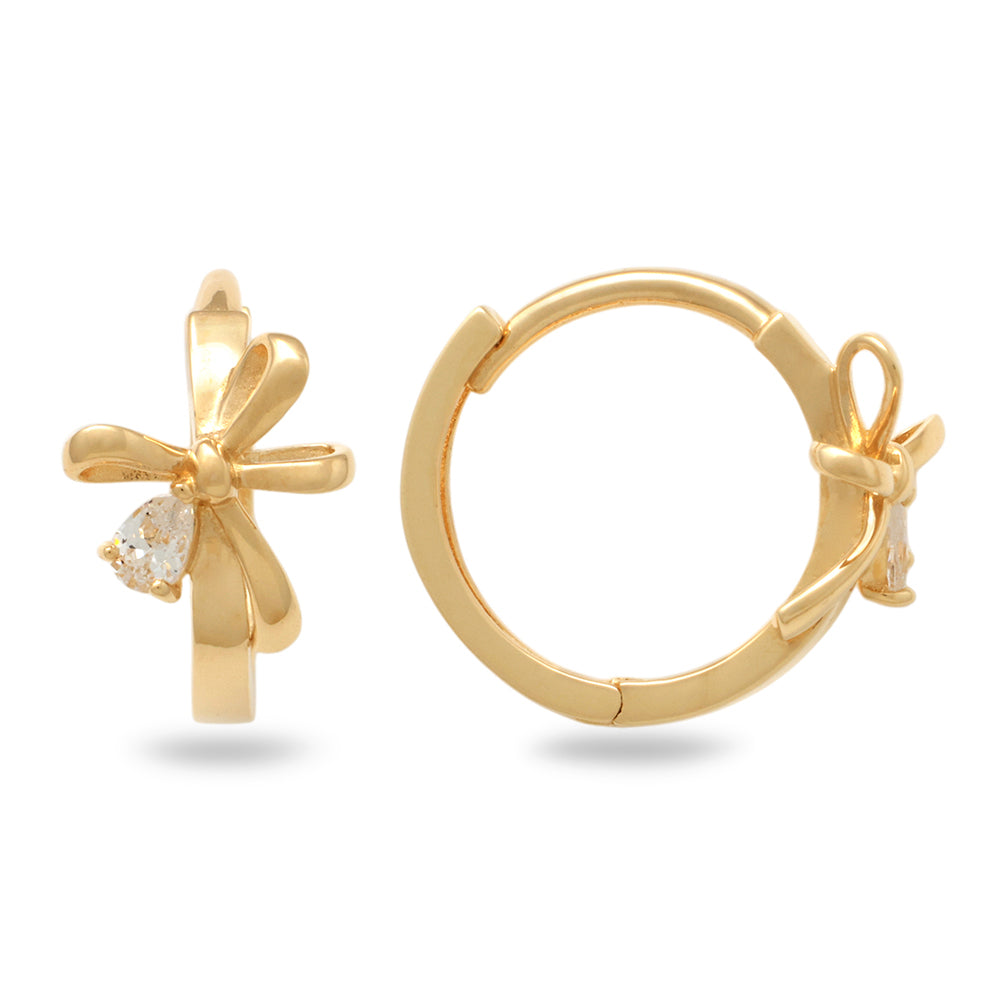Real 10k Solid Yellow Gold Fancy Hoop Huggies Leaf Earrings