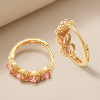 Real 10k Solid Yellow Gold Fancy Hoop Huggies Leaf Earrings