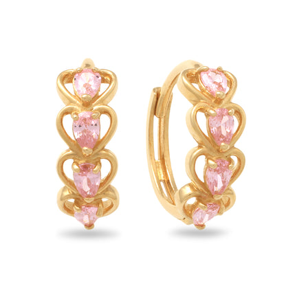 Real 10k Solid Yellow Gold Fancy Hoop Huggies Leaf Earrings