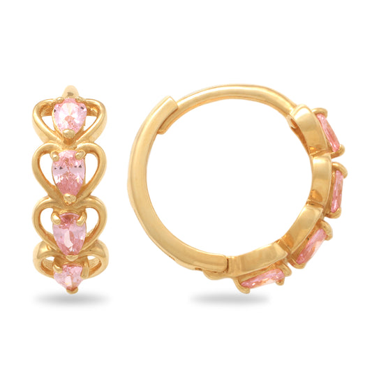 Real 10k Solid Yellow Gold Fancy Hoop Huggies Leaf Earrings