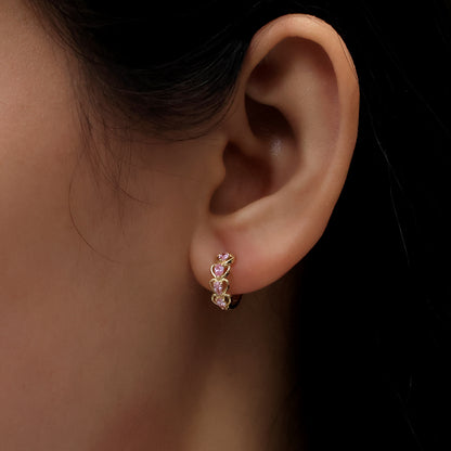 Real 10k Solid Yellow Gold Fancy Hoop Huggies Leaf Earrings