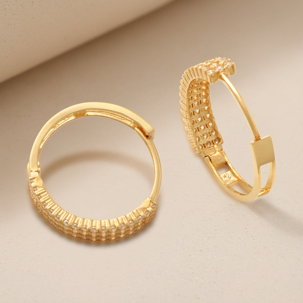 real 10k solid yellow gold fancy hoop large huggies earrings (Copy)
