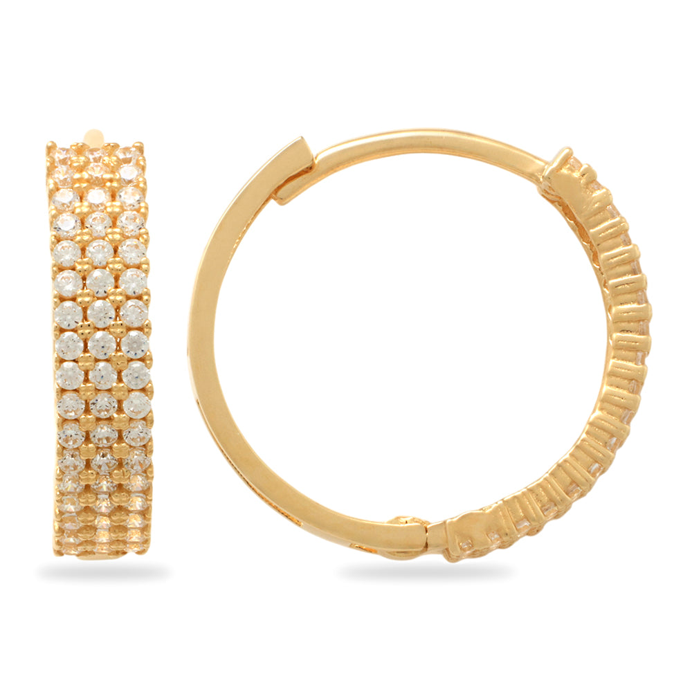 real 10k solid yellow gold fancy hoop large huggies earrings (Copy)