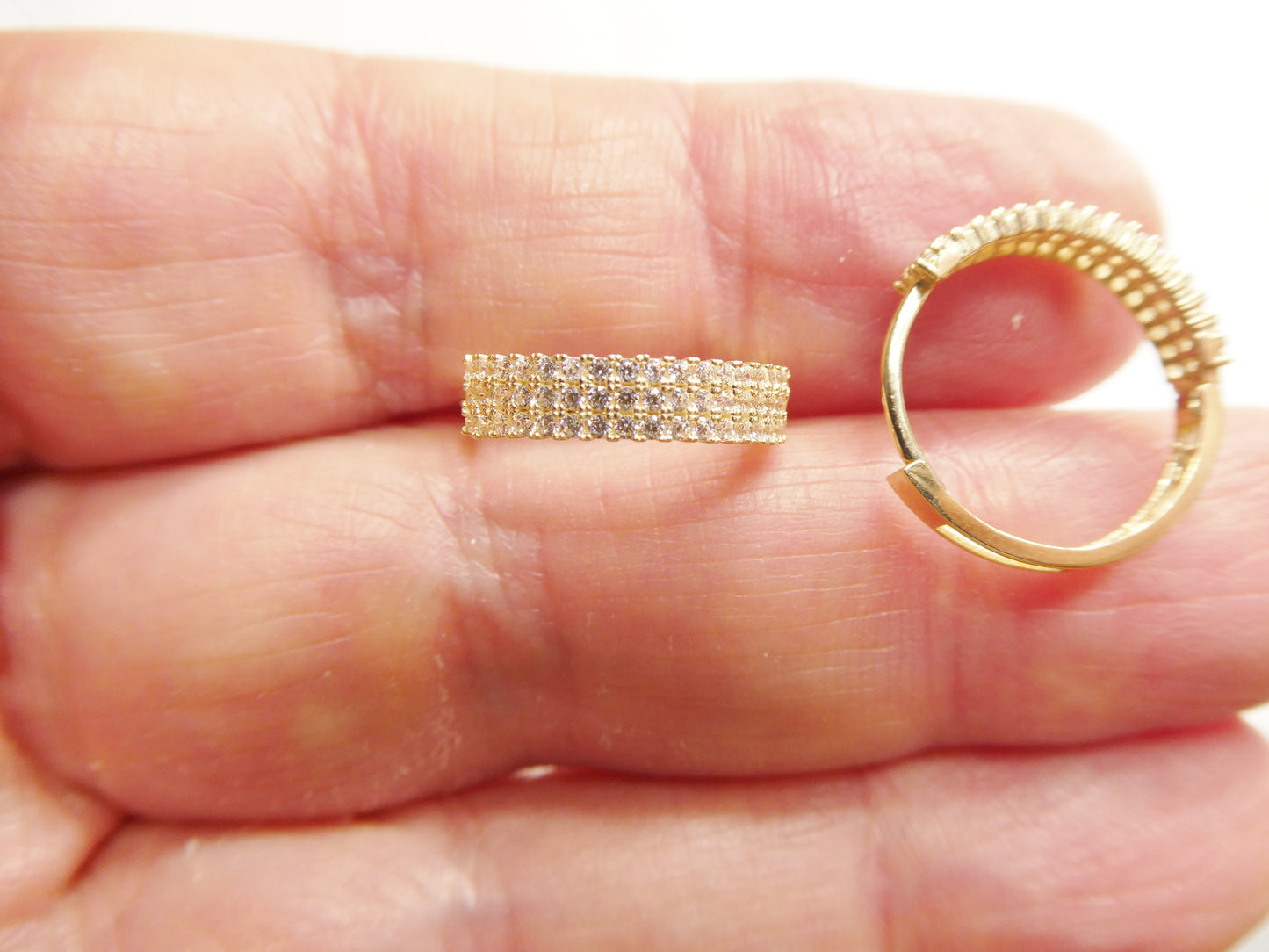 real 10k solid yellow gold fancy hoop large huggies earrings (Copy)