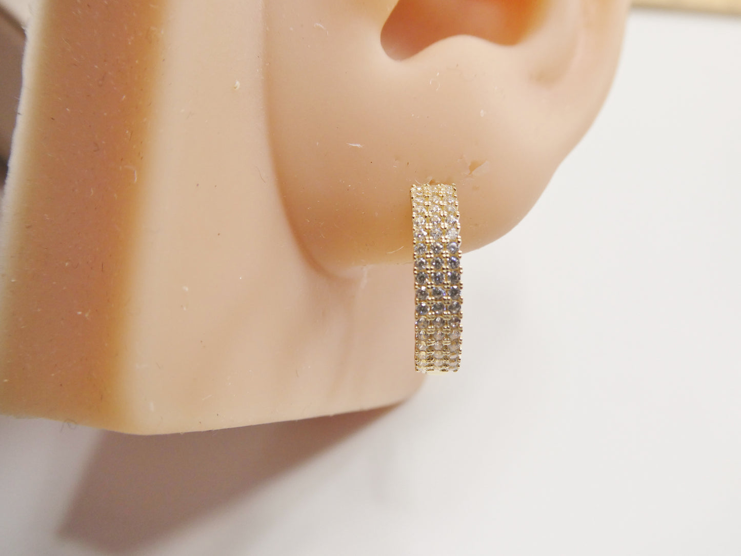 real 10k solid yellow gold fancy hoop large huggies earrings (Copy)