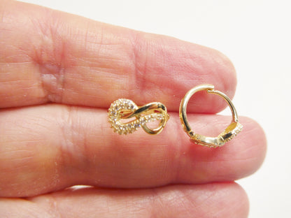 Real 10k Solid Yellow Gold Fancy Hoop Huggies Earrings