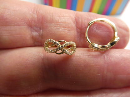 Real 10k Solid Yellow Gold Fancy Hoop Huggies Earrings