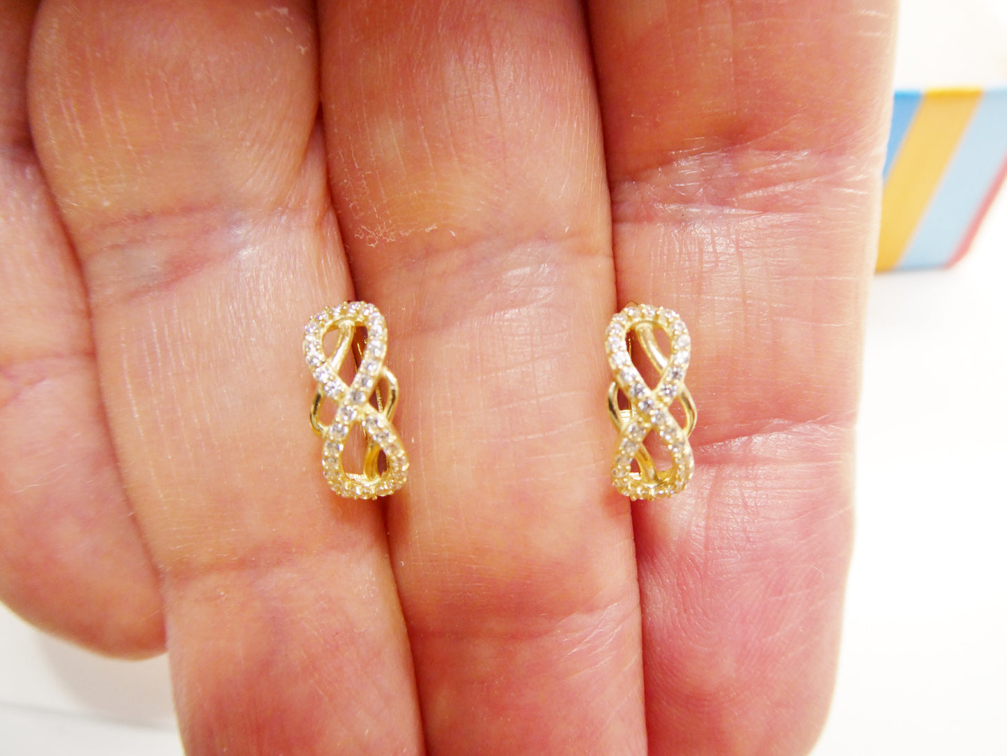 Real 10k Solid Yellow Gold Fancy Hoop Huggies Earrings