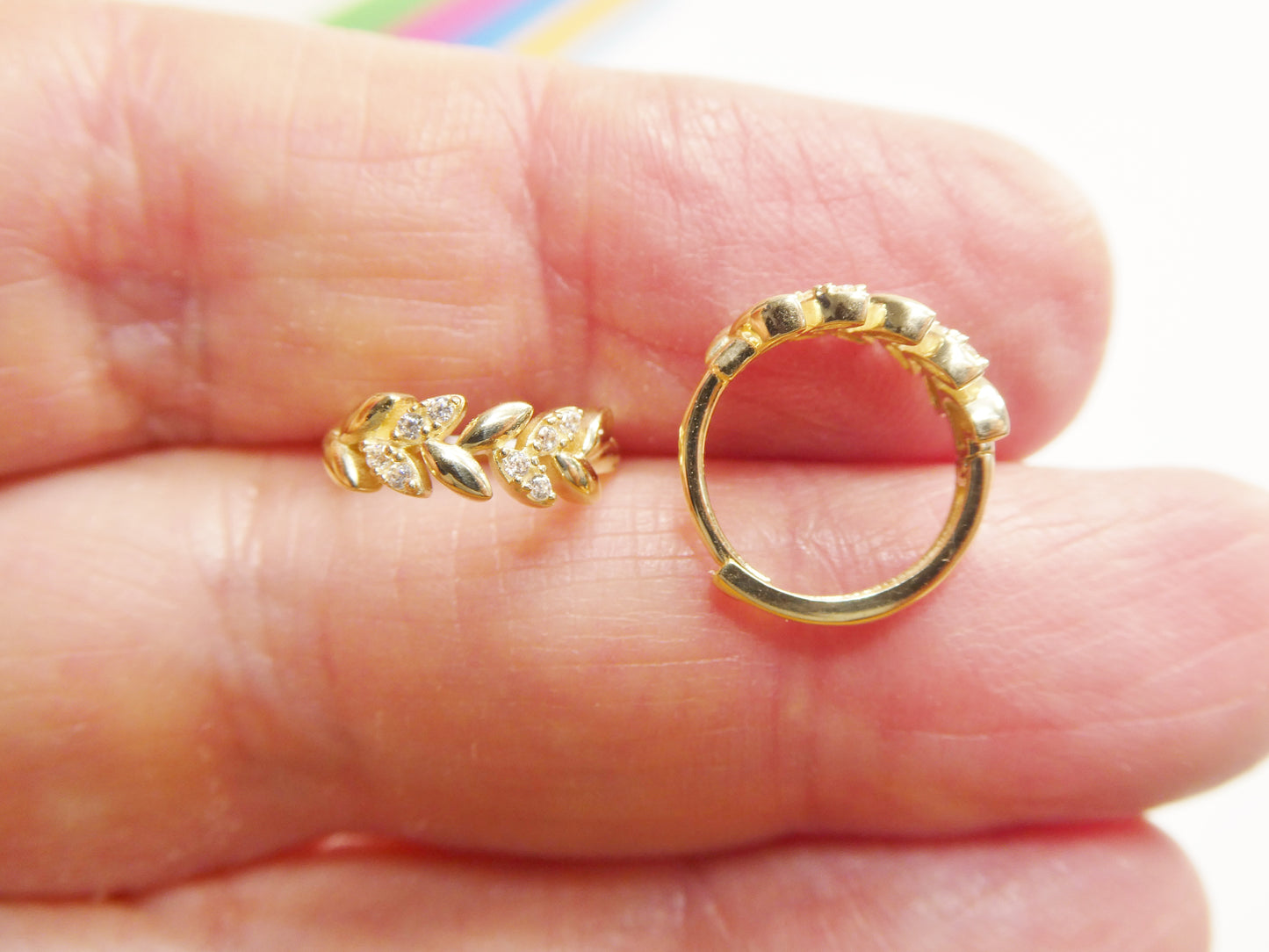 Real 10k Solid Yellow Gold Fancy Hoop Huggies Earrings