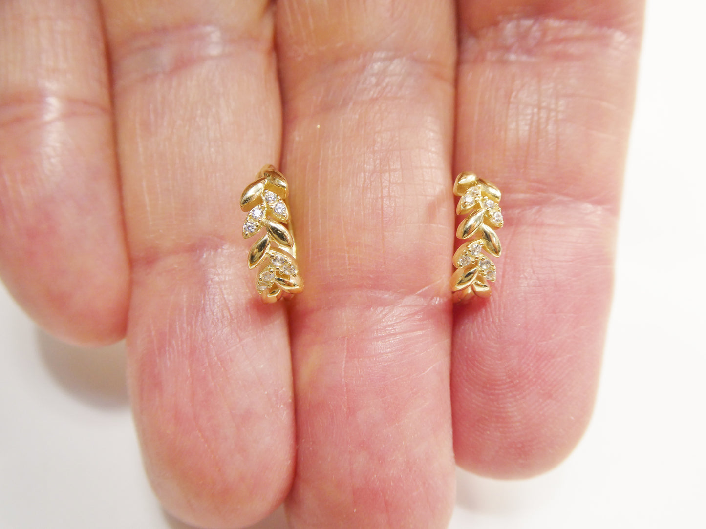 Real 10k Solid Yellow Gold Fancy Hoop Huggies Earrings