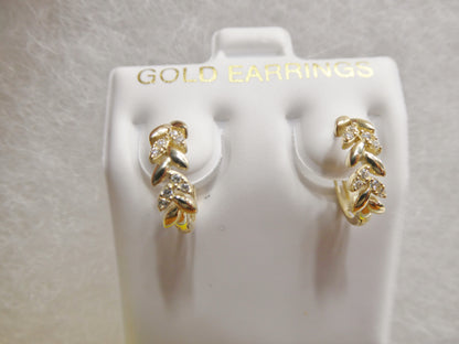 Real 10k Solid Yellow Gold Fancy Hoop Huggies Earrings