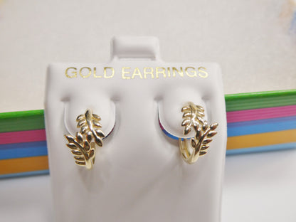 Real 10k Solid Yellow Gold Fancy Hoop Huggies Earrings