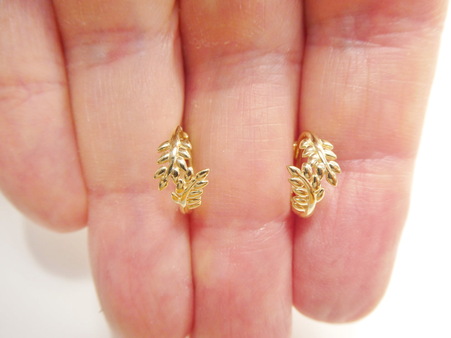 Real 10k Solid Yellow Gold Fancy Hoop Huggies Earrings