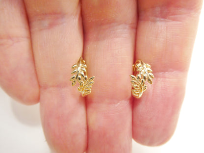 Real 10k Solid Yellow Gold Fancy Hoop Huggies Earrings