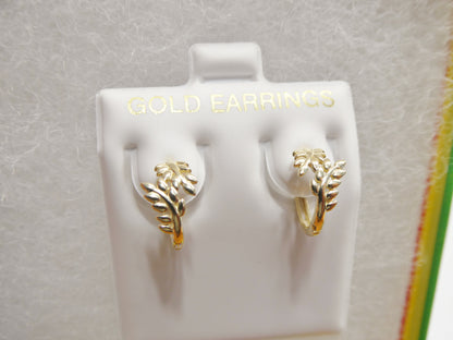 Real 10k Solid Yellow Gold Fancy Hoop Huggies Earrings