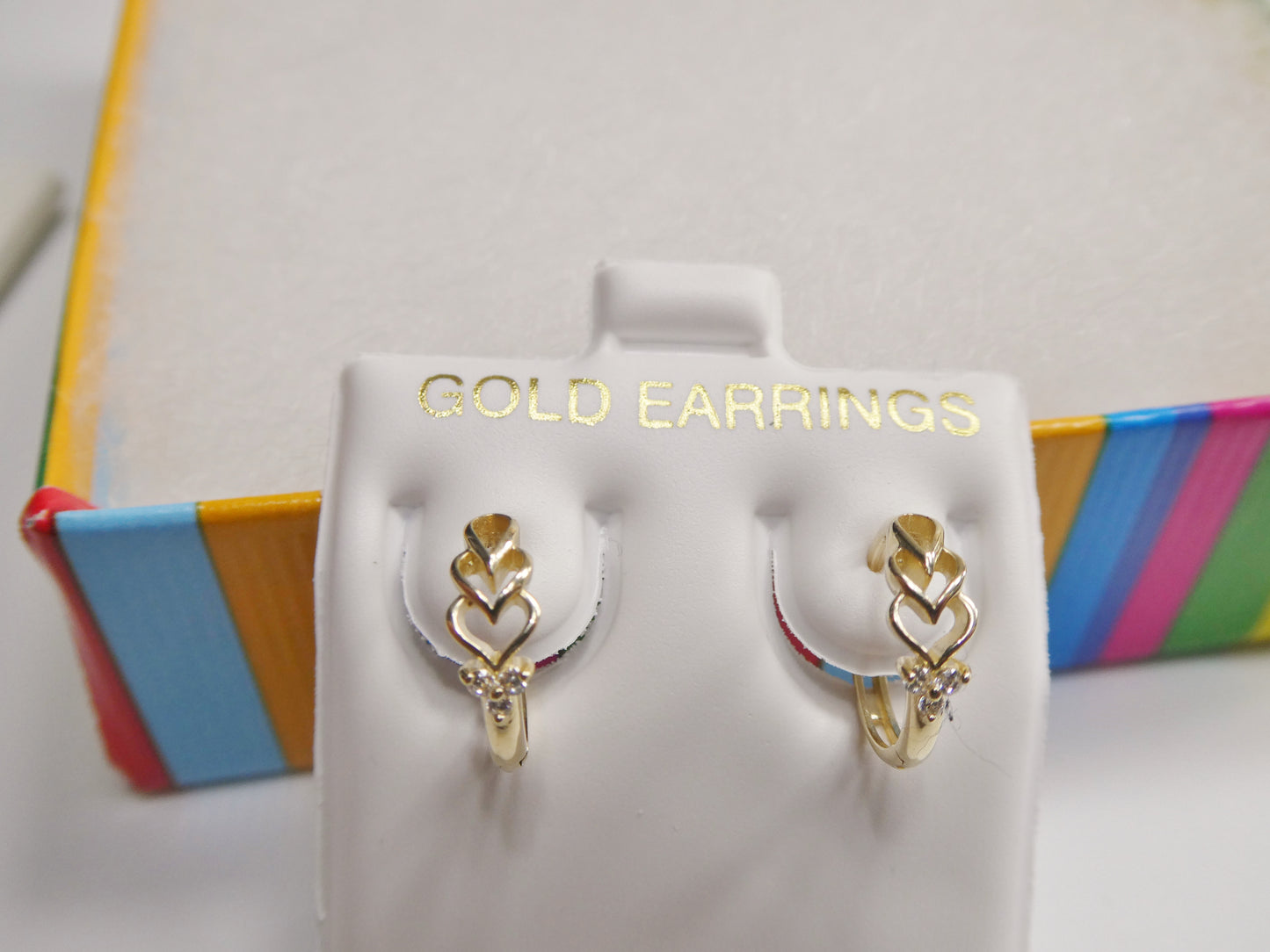 Real 10k Solid Yellow Gold Fancy Hoop Huggies Earrings