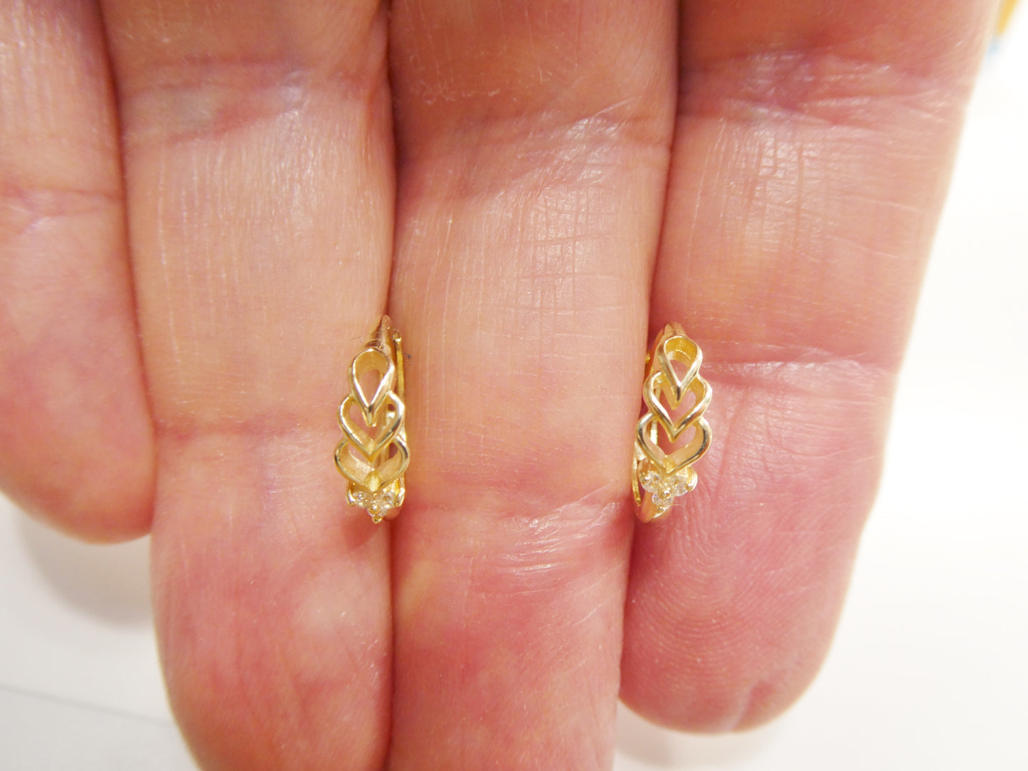 Real 10k Solid Yellow Gold Fancy Hoop Huggies Earrings