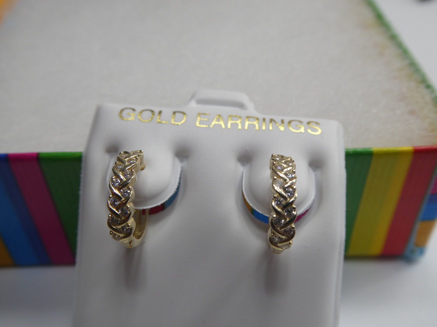 Real 10k Solid Yellow Gold Fancy Hoop Huggies Earrings