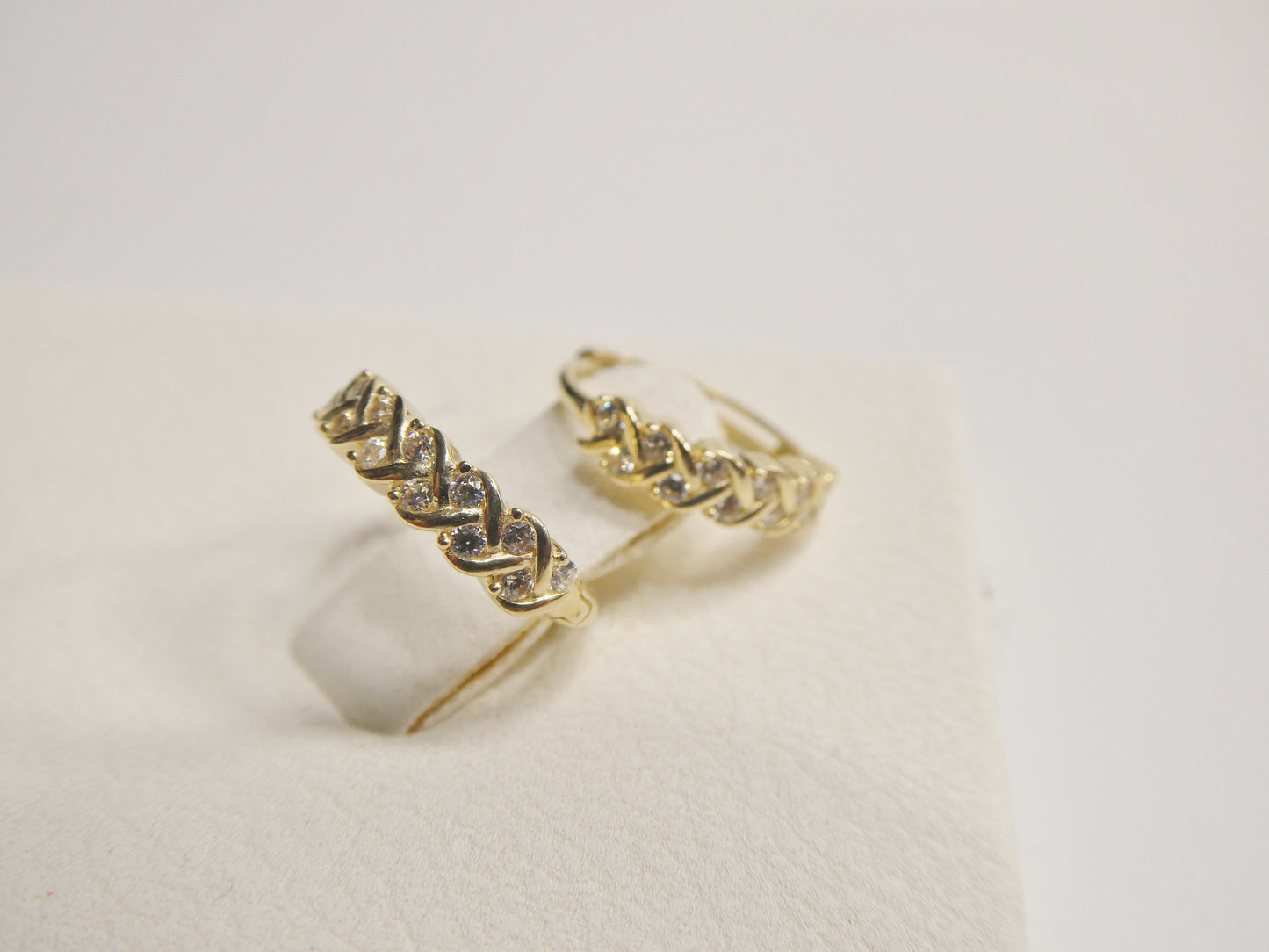 Real 10k Solid Yellow Gold Fancy Hoop Huggies Earrings