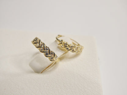Real 10k Solid Yellow Gold Fancy Hoop Huggies Earrings