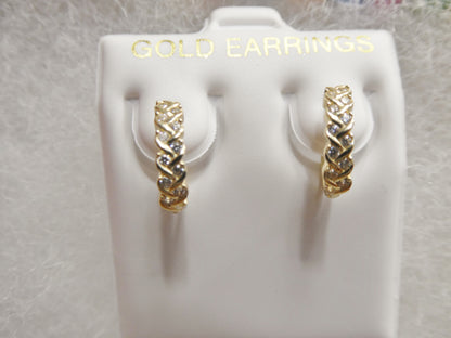 Real 10k Solid Yellow Gold Fancy Hoop Huggies Earrings