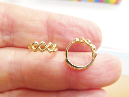 Real 10k Solid Yellow Gold Fancy Hoop Huggies Earrings