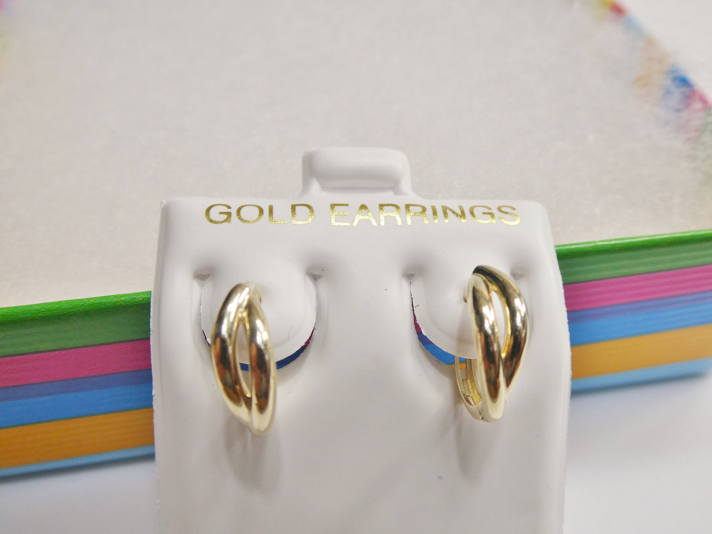 Real 10k Solid Yellow Gold Fancy Hoop Huggies Earrings