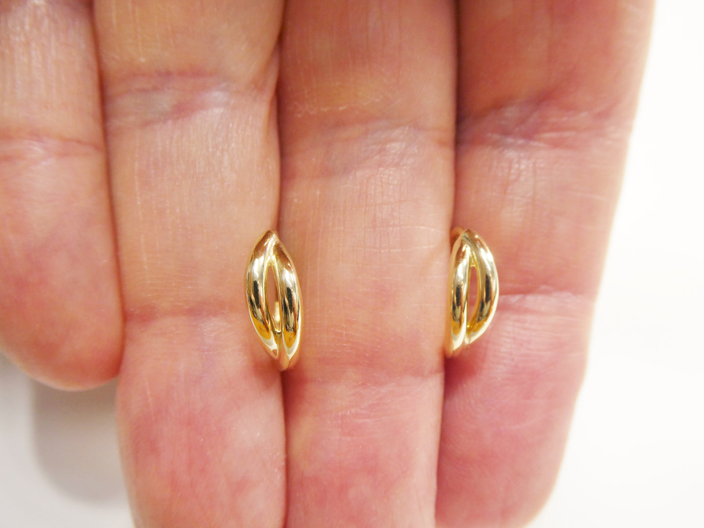 Real 10k Solid Yellow Gold Fancy Hoop Huggies Earrings