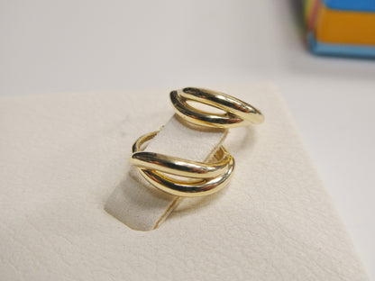 Real 10k Solid Yellow Gold Fancy Hoop Huggies Earrings