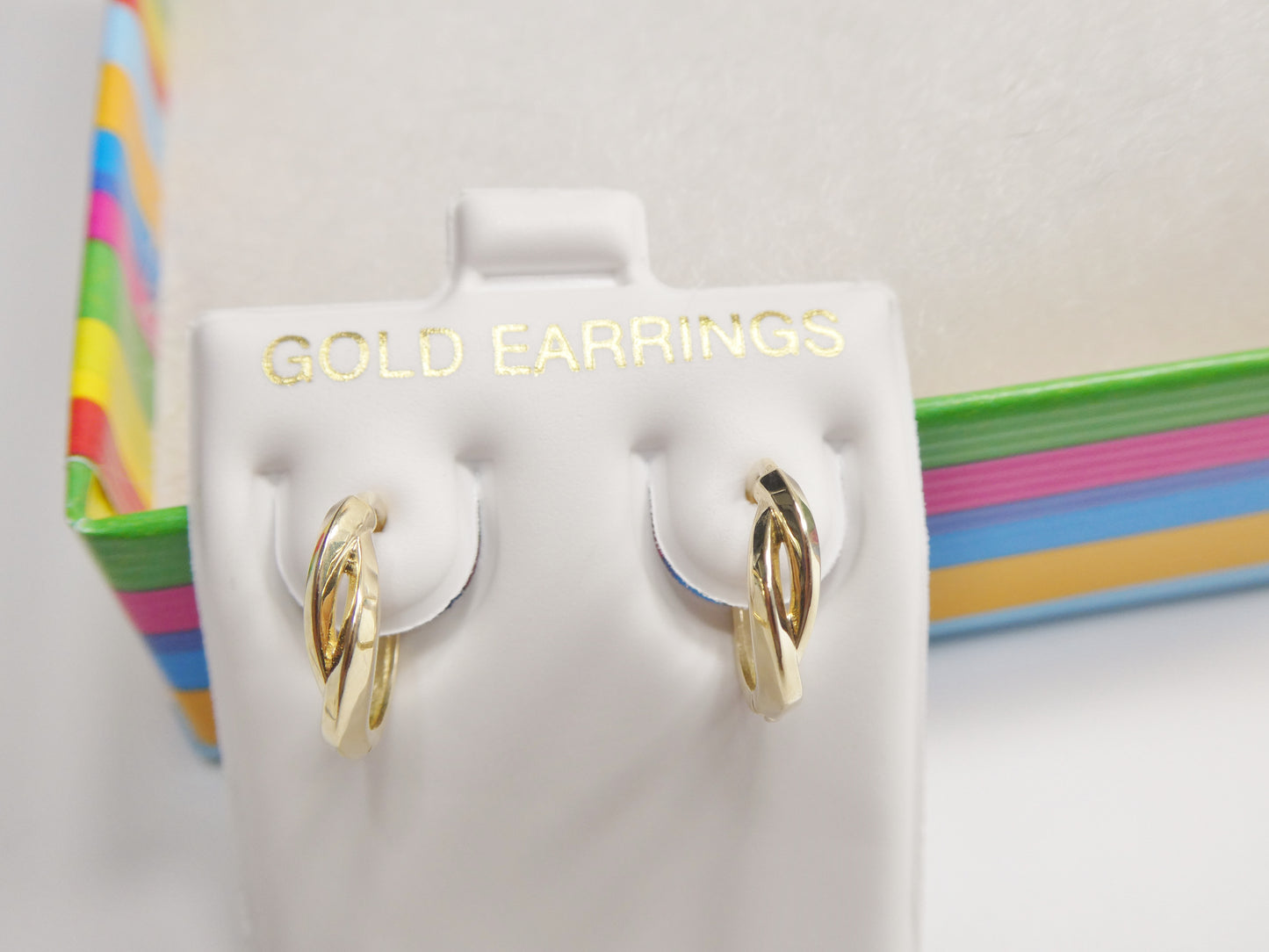Real 10k Solid Yellow Gold Fancy Hoop Huggies Earrings