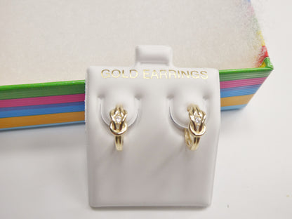 Real 10k Solid Yellow Gold Fancy Hoop Huggies Earrings