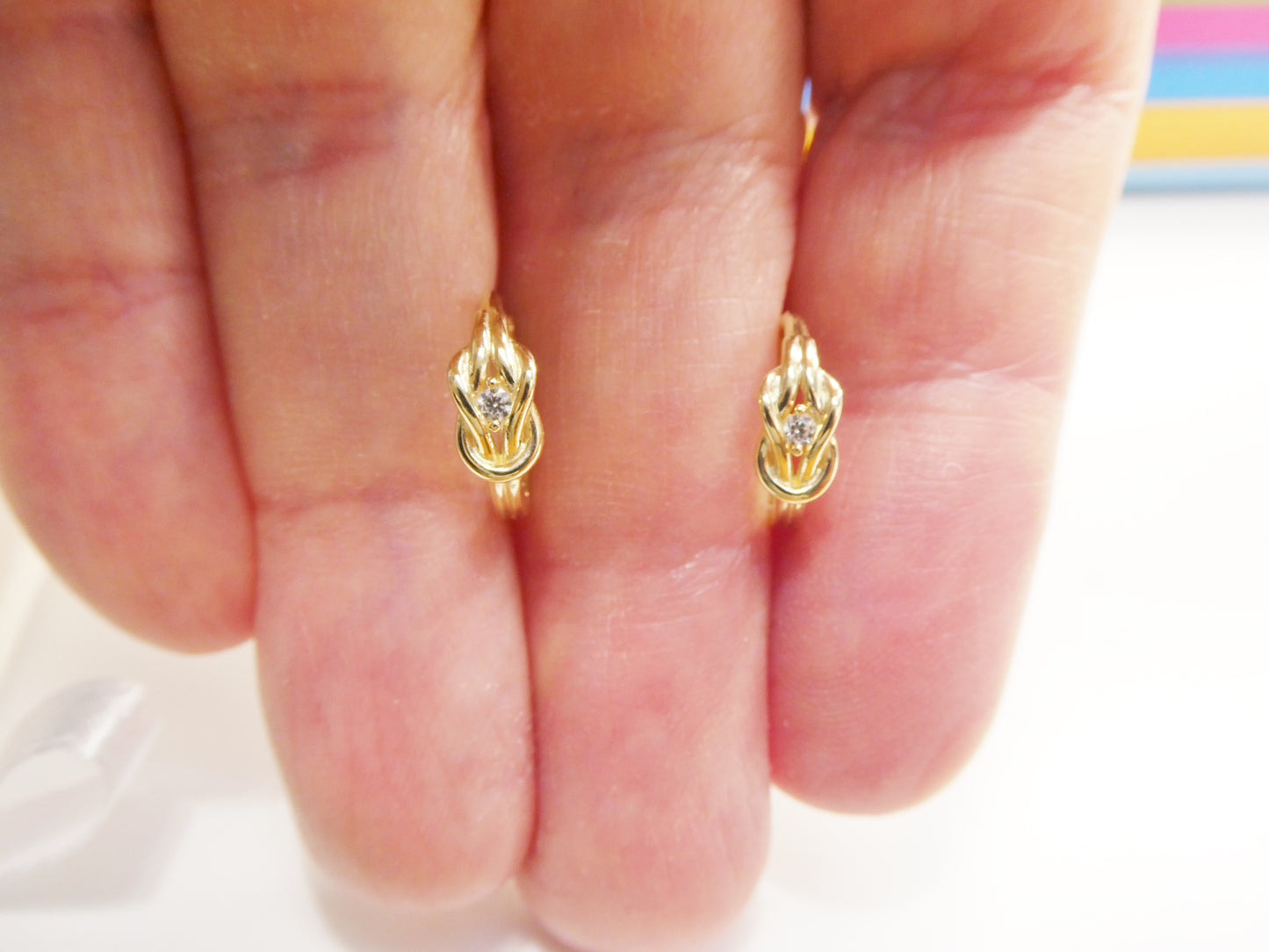 Real 10k Solid Yellow Gold Fancy Hoop Huggies Earrings