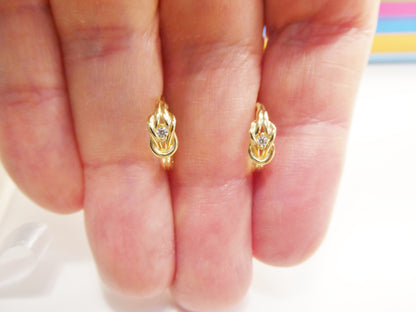 Real 10k Solid Yellow Gold Fancy Hoop Huggies Earrings