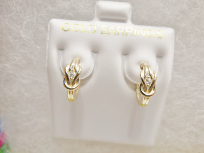 Real 10k Solid Yellow Gold Fancy Hoop Huggies Earrings