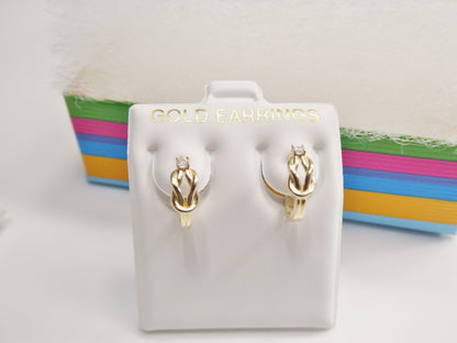 Real 10k Solid Yellow Gold Fancy Hoop Huggies Earrings