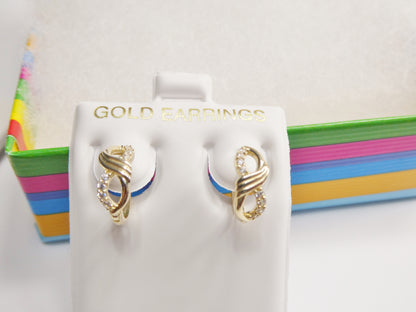 Real 10k Solid Yellow Gold Fancy Hoop Huggies Earrings