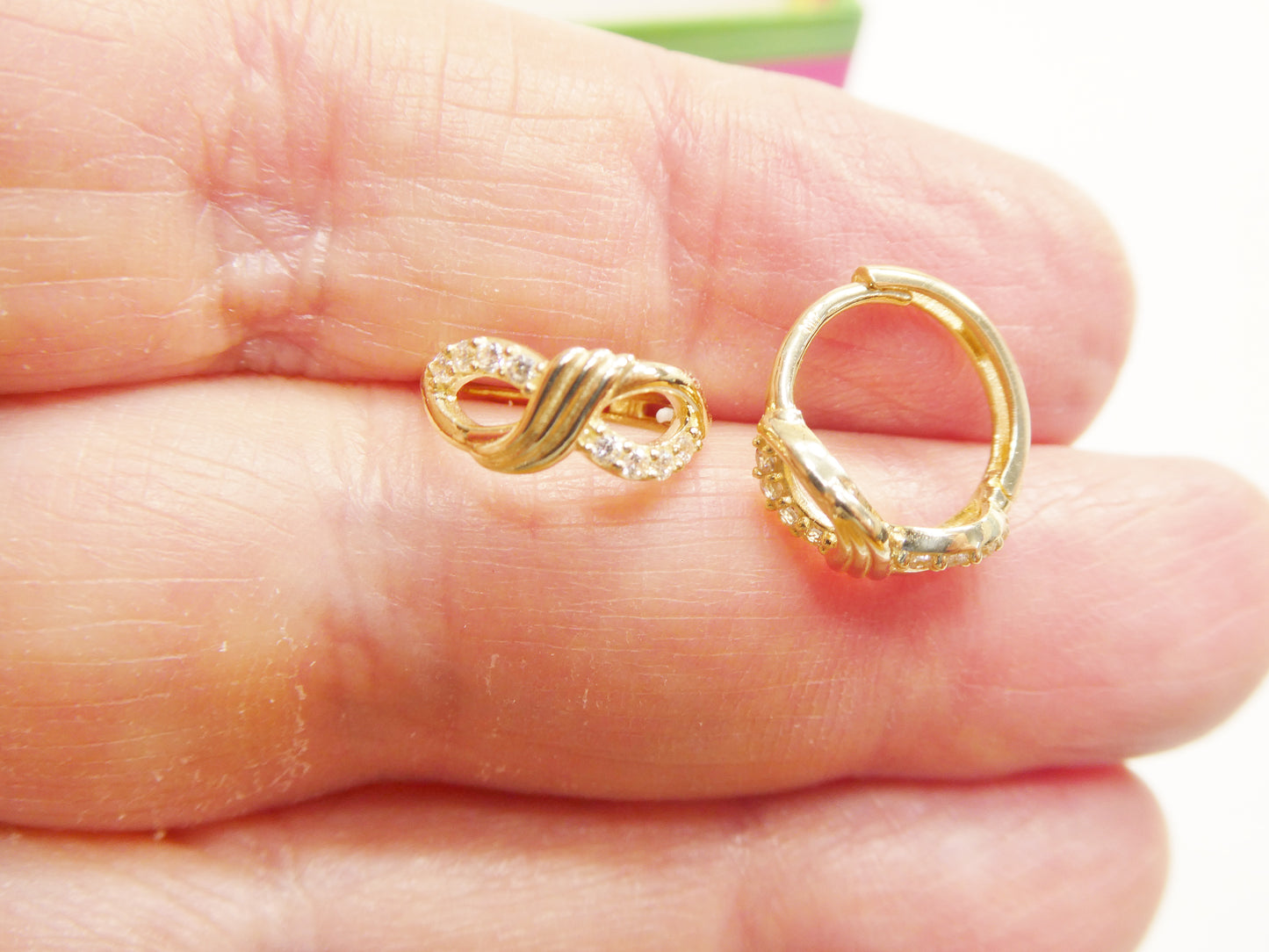 Real 10k Solid Yellow Gold Fancy Hoop Huggies Earrings