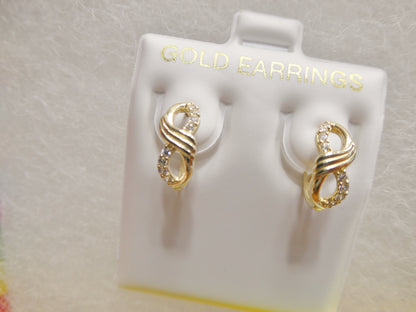 Real 10k Solid Yellow Gold Fancy Hoop Huggies Earrings