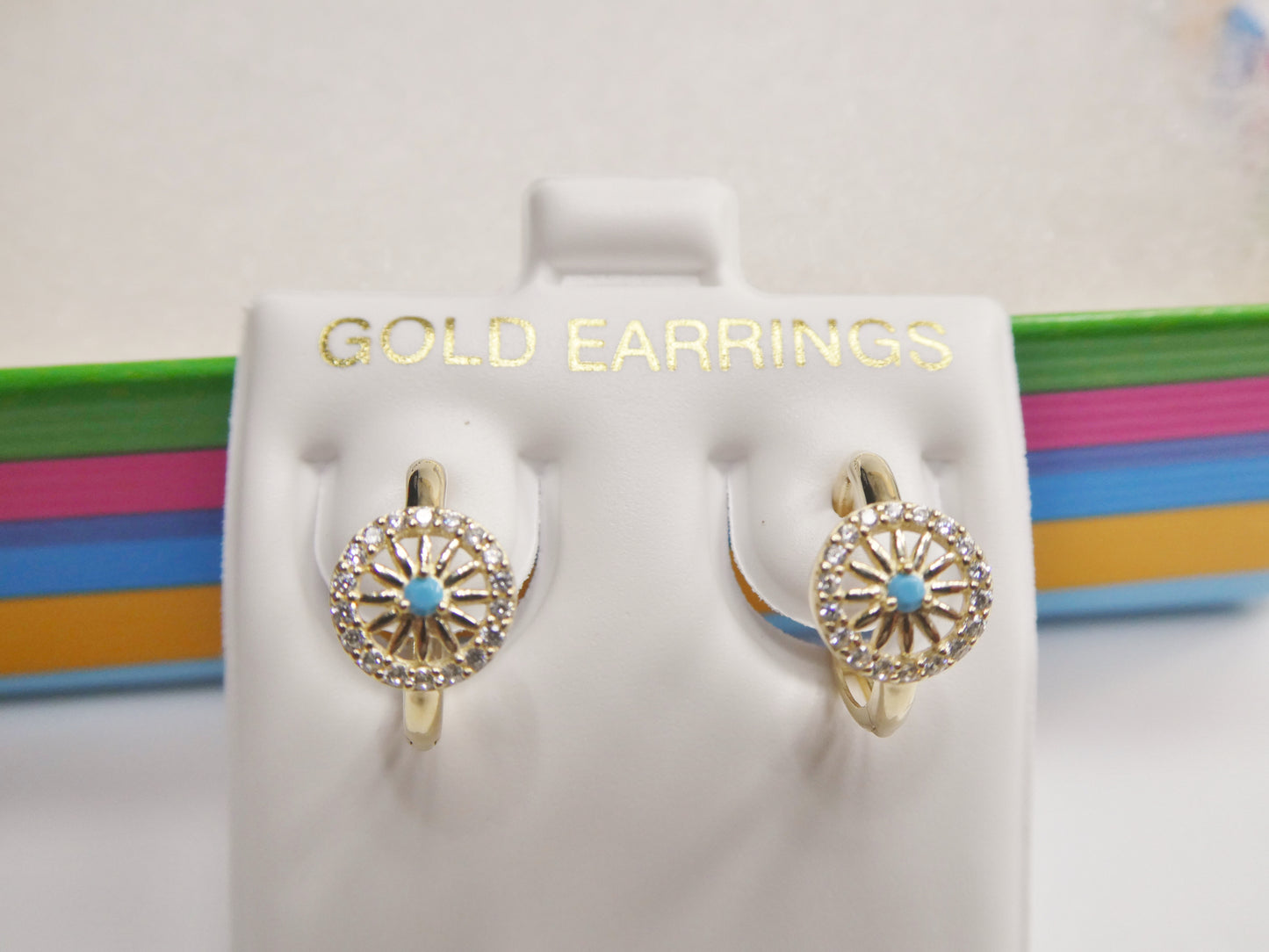 Real 10k Solid Yellow Gold Fancy Hoop Huggies Earrings