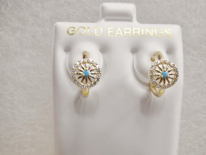 Real 10k Solid Yellow Gold Fancy Hoop Huggies Earrings