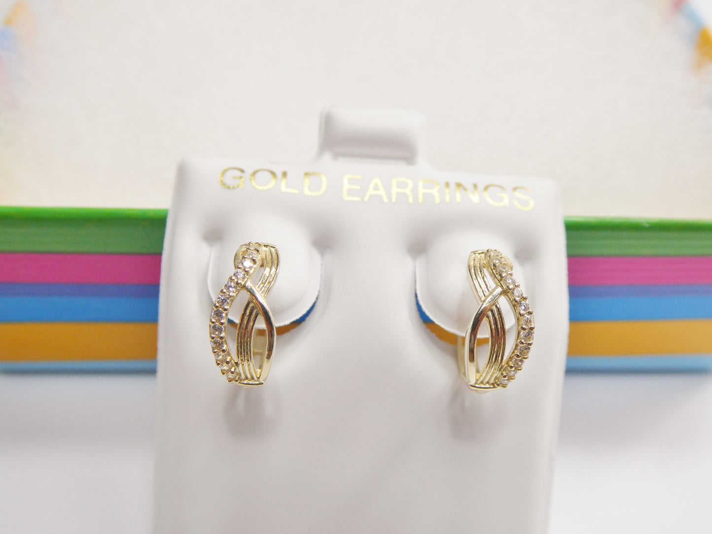 Real 10k Solid Yellow Gold Fancy Hoop Huggies Leaf Earrings