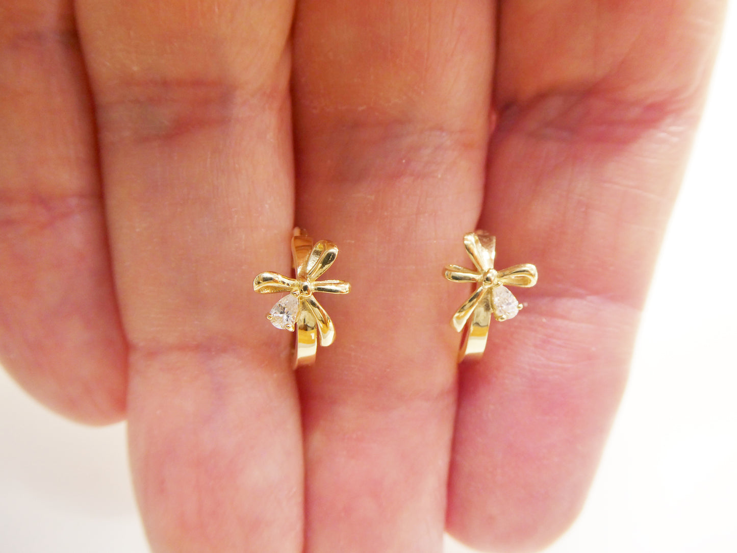 Real 10k Solid Yellow Gold Fancy Hoop Huggies Leaf Earrings